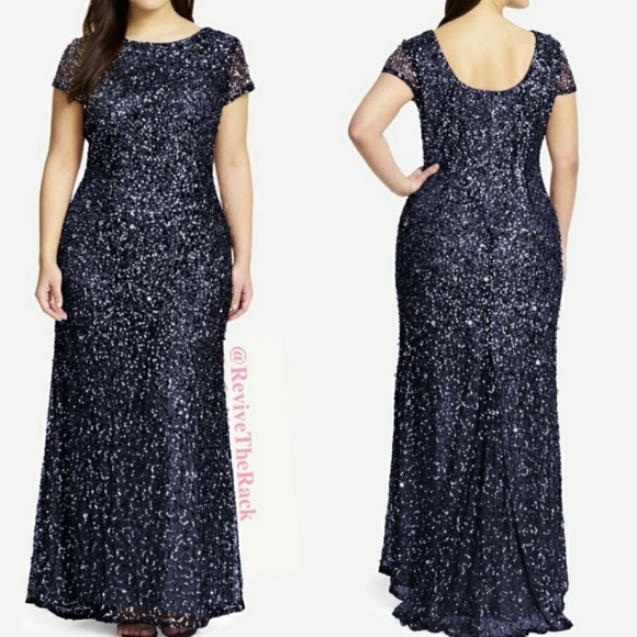 Adrianna Papell Women's Short-Sleeve, Scoop Back All Over Sequin Gown - Picture 4 of 9